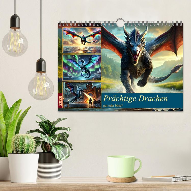 Produktbild: Pr&auml;chtige Drachen, gut oder b&ouml;se? (Wandkalender 2026 DIN A4 quer), CALVENDO Monatskalender