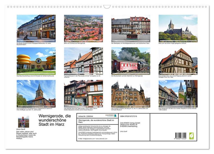 Produktbild: Wernigerode, die wundersch&ouml;ne Stadt im Harz (Wandkalender 2026 DIN A2 quer), CALVENDO Monatskalender