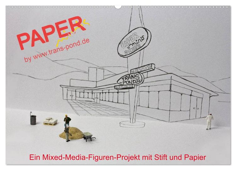 Produktbild: PAPERminis &ndash; Ein Mixed-Media-Figuren-Projekt mit Stift und Papier (Wandkalender 2026 DIN A2 quer), CALVENDO Monatskalender