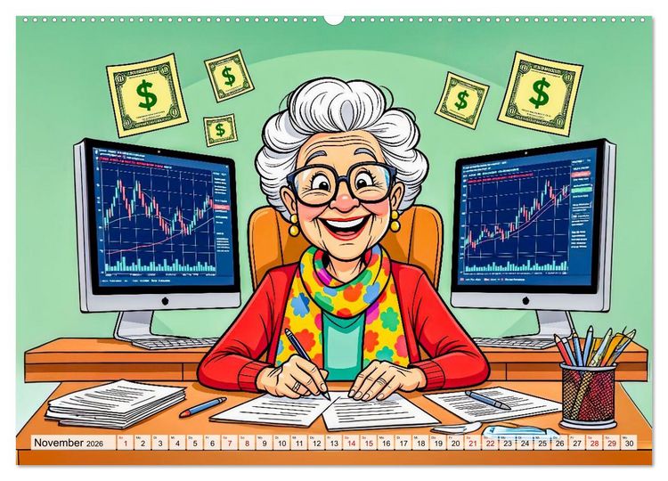 Produktbild: Oma rockt den Ruhestand - Lustiger Frauenkalender mit Humor (Wandkalender 2026 DIN A2 quer), CALVENDO Monatskalender