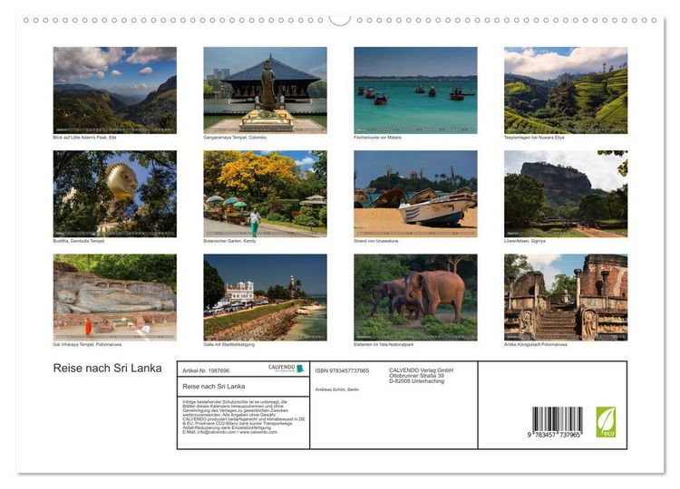 Produktbild: Reise nach Sri Lanka (hochwertiger Premium Wandkalender 2026 DIN A2 quer), Kunstdruck in Hochglanz
