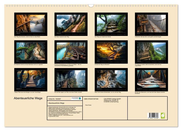 Produktbild: Abenteuerliche Wege (Wandkalender 2026 DIN A2 quer), CALVENDO Monatskalender