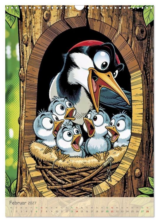 Produktbild: Lustige Buntspechte - Comic (Wandkalender 2027 DIN A3 hoch), CALVENDO Monatskalender