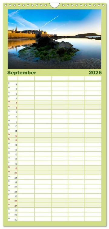 Produktbild: Familienplaner 2026 - Die Sch&ouml;nheit der Bretagne mit 5 Spalten (Wandkalender, 21 x 45 cm) CALVENDO
