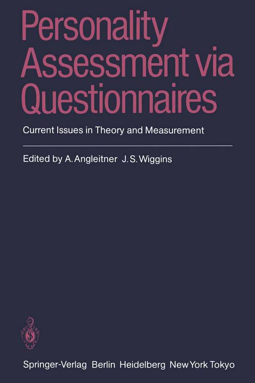 Produktbild: Personality Assessment via Questionnaires