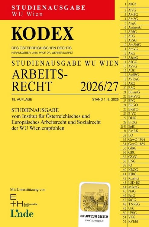 Produktbild: KODEX Studienausgabe Arbeitsrecht WU 2026/27