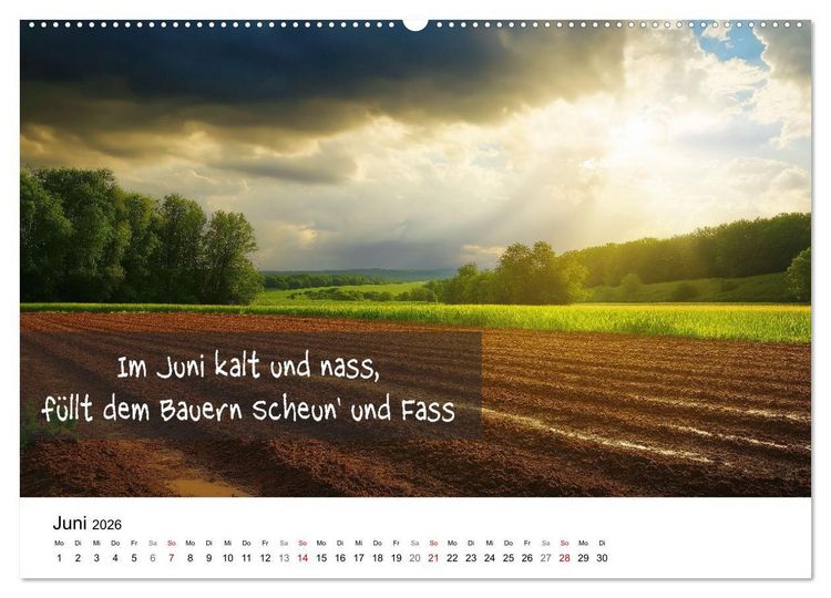 Produktbild: Bauernregeln Kalender - Rhythmus der Jahreszeiten (Wandkalender 2026 DIN A2 quer), CALVENDO Monatskalender