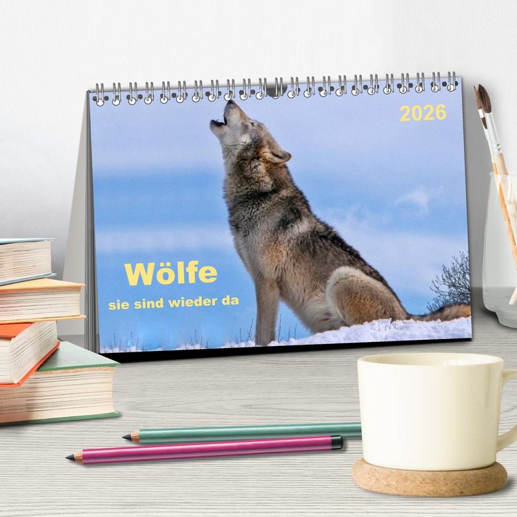 Produktbild: W&ouml;lfe - sie sind wieder da (Tischkalender 2026 DIN A5 quer), CALVENDO Monatskalender