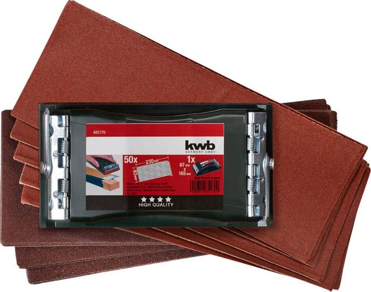Produktbild: Kwb 485170 PROFI Handschleifer-Set, mit 50 Schleifstreifen 93 x 230mm 1St.