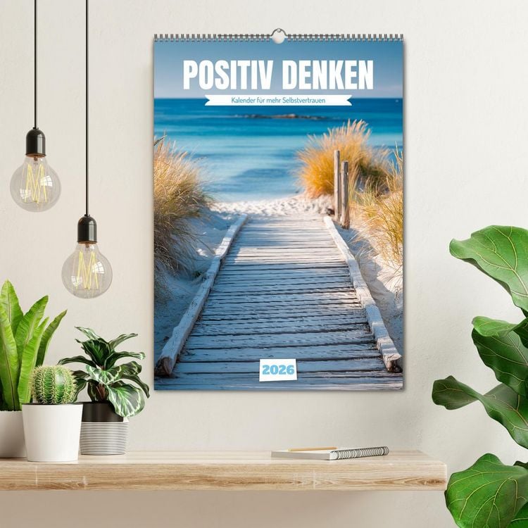 Produktbild: Positiv denken - Kalender f&uuml;r mehr Selbstvertrauen (Wandkalender 2026 DIN A2 hoch), CALVENDO Monatskalender