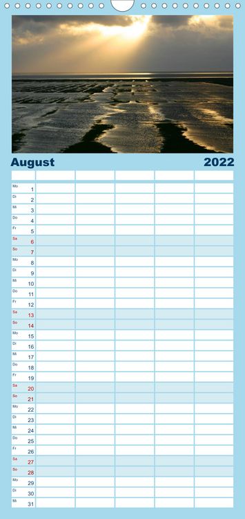 Produktbild: Familienplaner Nordsee - Lichtstimmungen an der K&uuml;ste (Wandkalender 2022 , 21 cm x 45 cm, hoch)