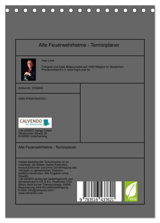 Produktbild: Alte Feuerwehrhelme - Terminplaner (Tischkalender 2026 DIN A5 hoch), CALVENDO Monatskalender