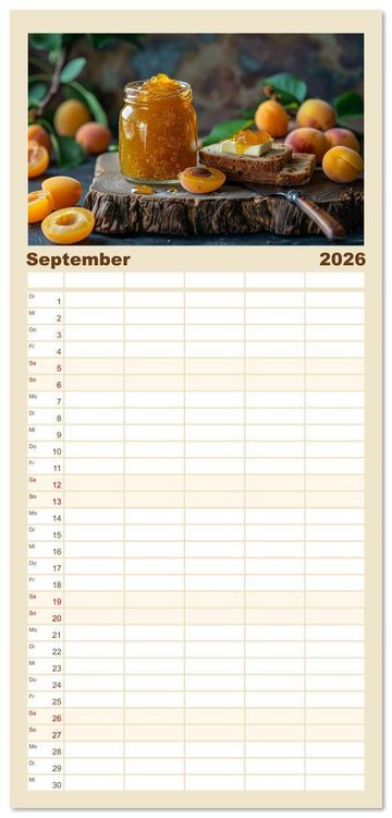 Produktbild: Familienplaner 2026 - Ein Jahr im Paradies der Konfit&uuml;ren mit 5 Spalten (Wandkalender, 21 x 45 cm) CALVENDO