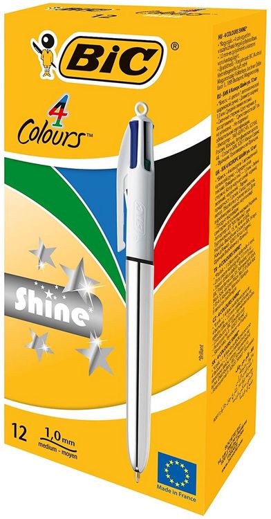 Produktbild: BIC Kugelschreiber 4 Colours Shine silber 12er Set