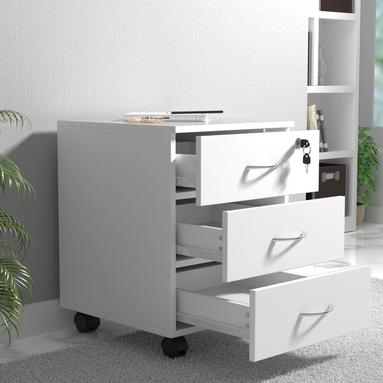 Produktbild: Holz Rollcontainer B&uuml;rom&ouml;bel 3 Schubladen Baula L