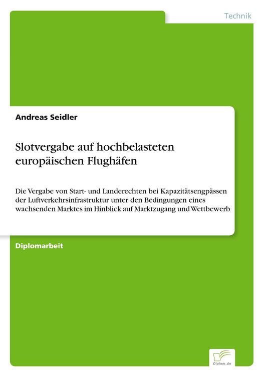 Produktbild: Slotvergabe auf hochbelasteten europ&auml;ischen Flugh&auml;fen