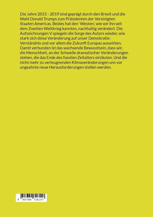 Produktbild: Aufzeichnungen V; 2015-2019