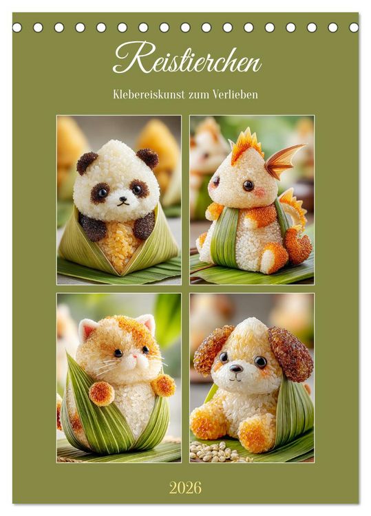 Produktbild: Reistierchen. Klebereiskunst zum Verlieben (Tischkalender 2026 DIN A5 hoch), CALVENDO Monatskalender