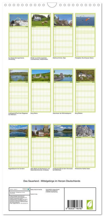 Produktbild: Familienplaner 2026 - Das Sauerland - Mittelgebirge im Herzen Deutschlands mit 5 Spalten (Wandkalender, 21 x 45 cm) CALVENDO