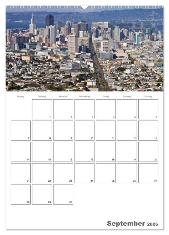 Produktbild: SAN FRANCISCO Terminplaner (hochwertiger Premium Wandkalender 2026 DIN A2 hoch), Kunstdruck in Hochglanz