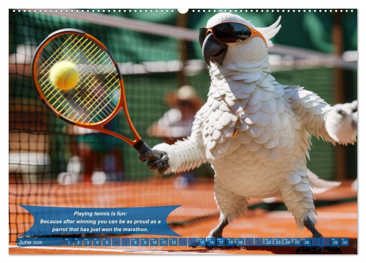 Produktbild: Funny animals as tennis players (Wall Calendar 2026 DIN A2 landscape), CALVENDO 12 Month Wall Calendar