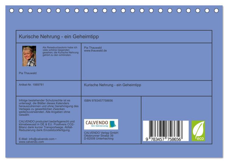 Produktbild: Kurische Nehrung - ein Geheimtipp (Tischkalender 2026 DIN A5 quer), CALVENDO Monatskalender