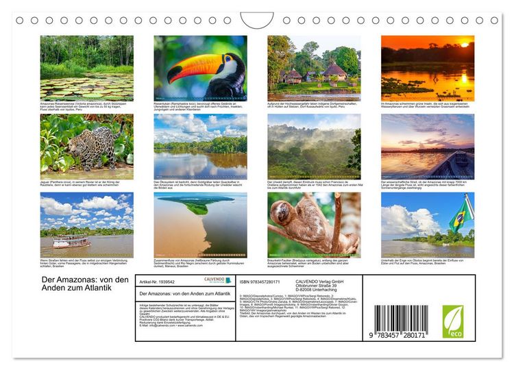 Produktbild: Der Amazonas: von den Anden zum Atlantik (Wandkalender 2026 DIN A4 quer), CALVENDO Monatskalender