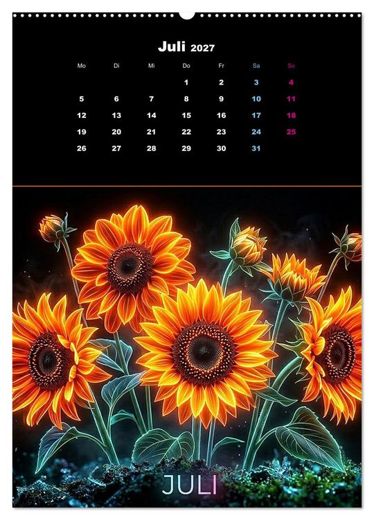 Produktbild: Neon Botanicals - Flora im Lichtrausch (hochwertiger Premium Wandkalender 2027 DIN A2 hoch), Kunstdruck in Hochglanz