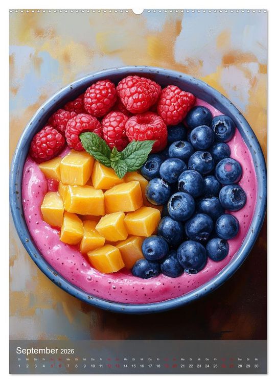 Produktbild: Smoothie Bowls - frisch und fruchtig durchs Jahr (Wandkalender 2026 DIN A2 hoch), CALVENDO Monatskalender
