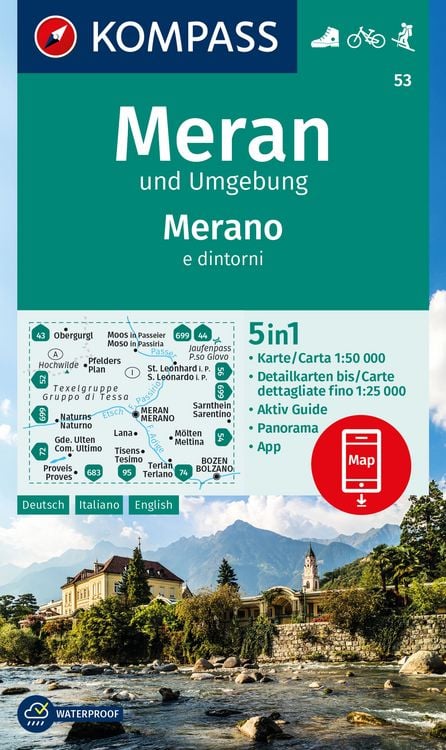 Produktbild: KOMPASS Wanderkarte 53 Meran und Umgebung / Merano e dintorni 1:50.000