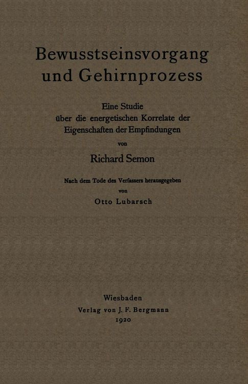Produktbild: Bewusstseinsvorgang und Gehirnprozess