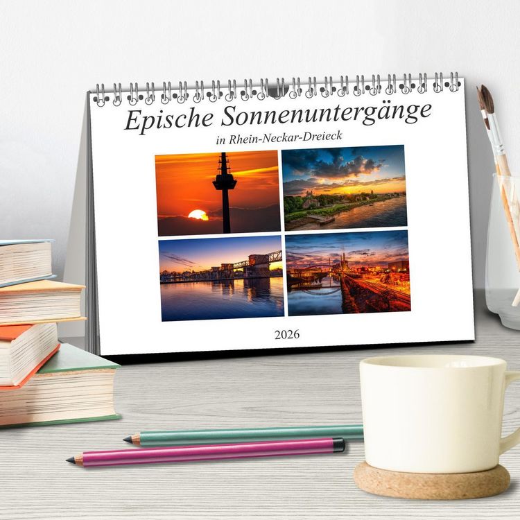 Produktbild: Epische Sonnenunterg&auml;nge im Rhein-Neckar-Kreis (Tischkalender 2026 DIN A5 quer), CALVENDO Monatskalender