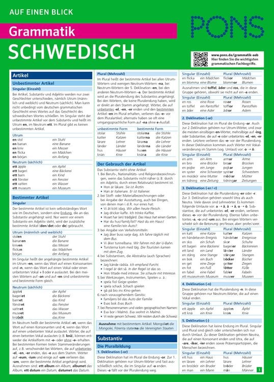 Produktbild: PONS Grammatik auf einen Blick Schwedisch