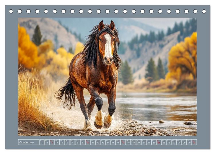 Produktbild: Mustangs. Pferde in ihrer wildesten Sch&ouml;nheit (Tischkalender 2027 DIN A5 quer), CALVENDO Monatskalender