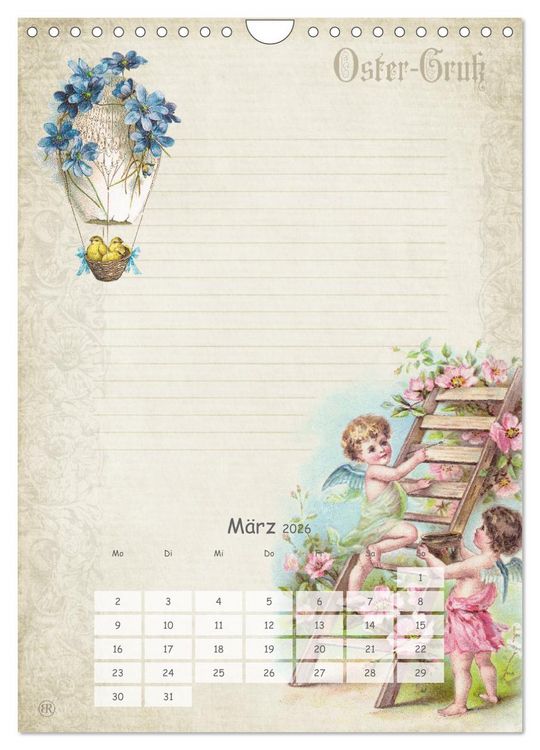 Produktbild: Nostalgie-Jahr, Motive aus alten Poesiealben (Wandkalender 2026 DIN A4 hoch), CALVENDO Monatskalender