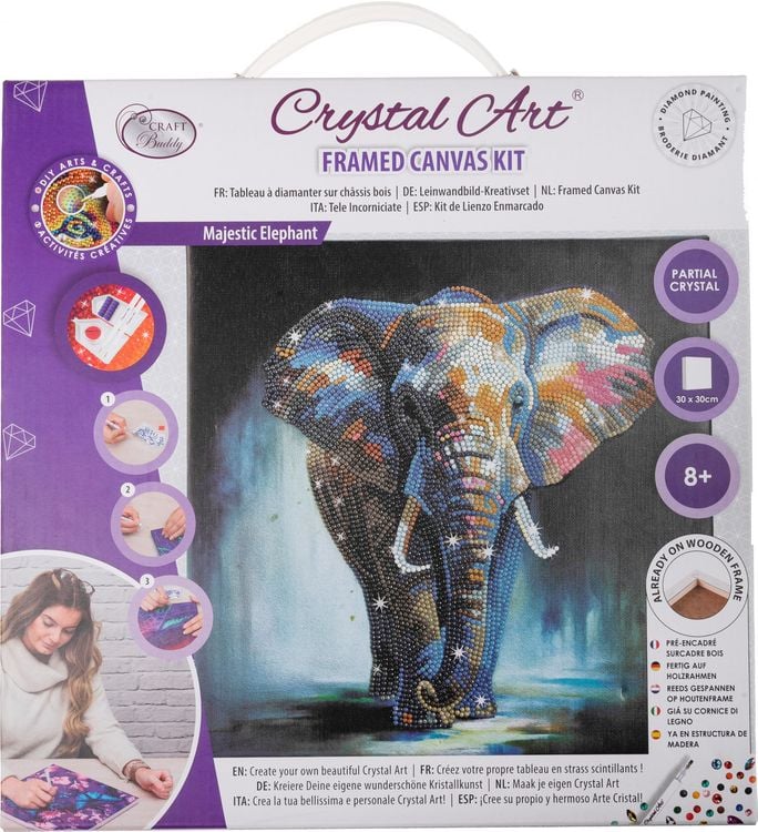Produktbild: Crystal Art Leinwandbild Majestic Elephant 30x30 cm