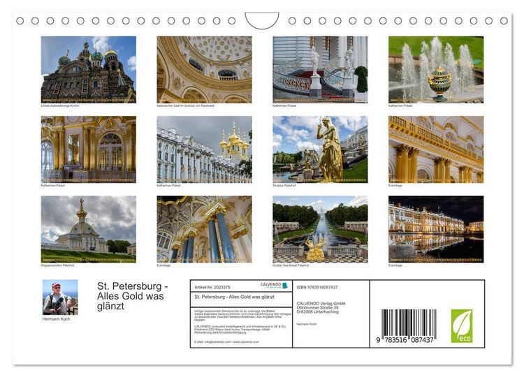 Produktbild: St. Petersburg - Alles Gold was gl&auml;nzt (Wandkalender 2026 DIN A4 quer), CALVENDO Monatskalender