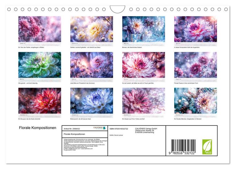 Produktbild: Florale Kompositionen (Wandkalender 2026 DIN A4 quer), CALVENDO Monatskalender