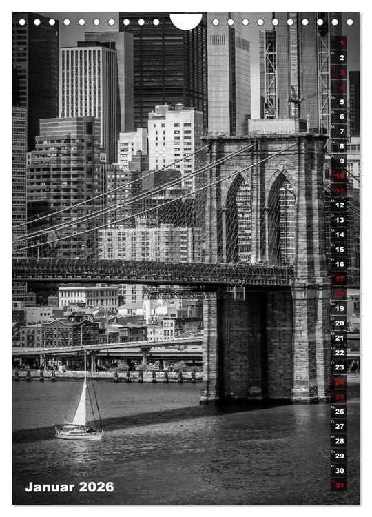 Produktbild: NEW YORK CITY Monochrome Stadtansichten (Wandkalender 2026 DIN A4 hoch), CALVENDO Monatskalender