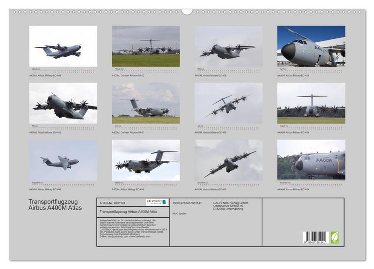 Produktbild: Transportflugzeug Airbus A400M Atlas (Wandkalender 2026 DIN A2 quer), CALVENDO Monatskalender