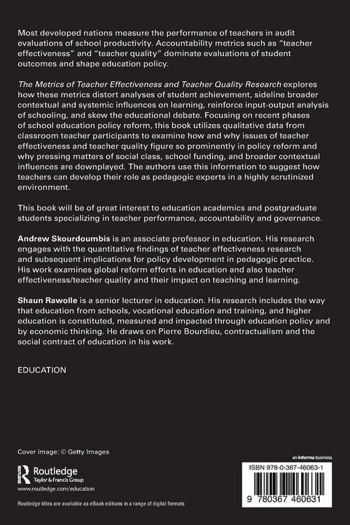 Produktbild: The Metrics of Teacher Effectiveness and Teacher Quality Research