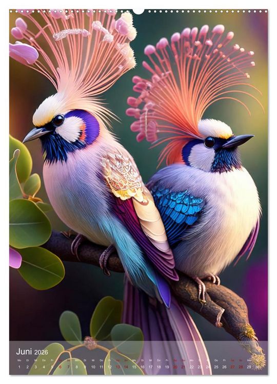 Produktbild: Exotische Harmonie - Paradiesv&ouml;gel und Blumenpracht (Wandkalender 2026 DIN A2 hoch), CALVENDO Monatskalender