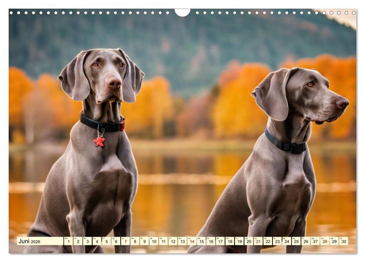 Produktbild: Weimaraner - der ideale Jagdbegleiter (Wandkalender 2026 DIN A3 quer), CALVENDO Monatskalender