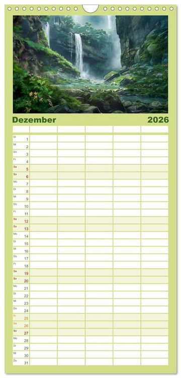 Produktbild: Familienplaner 2026 - Kaskaden - Die Poesie des Wassers mit 5 Spalten (Wandkalender, 21 x 45 cm) CALVENDO