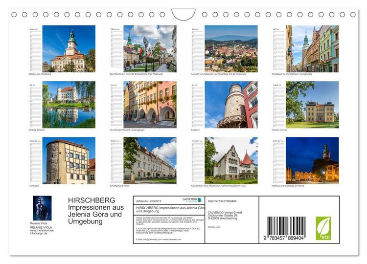 Produktbild: HIRSCHBERG Impressionen aus Jelenia G&oacute;ra und Umgebung (Wandkalender 2026 DIN A4 quer), CALVENDO Monatskalender