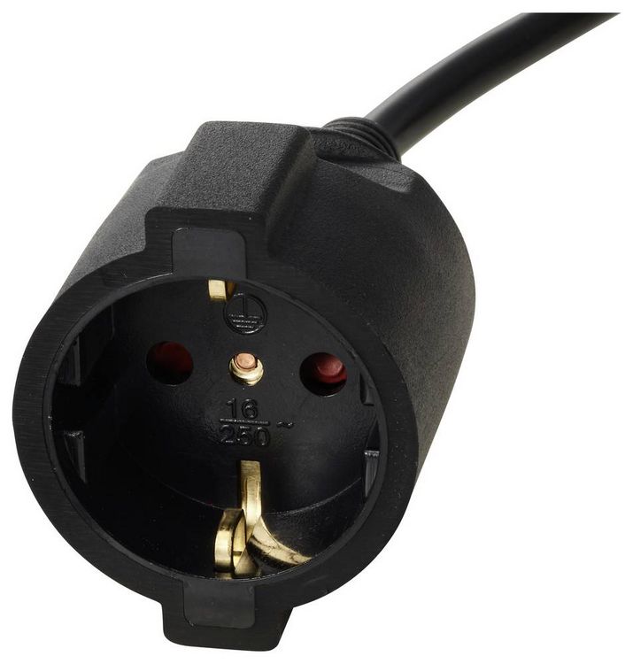 Produktbild: Sygonix SY-7279266 Strom Verl&auml;ngerungskabel 16 A Schwarz 2.50 m H05VV-F 3G 1,5 mm&sup2; Spiralkabel