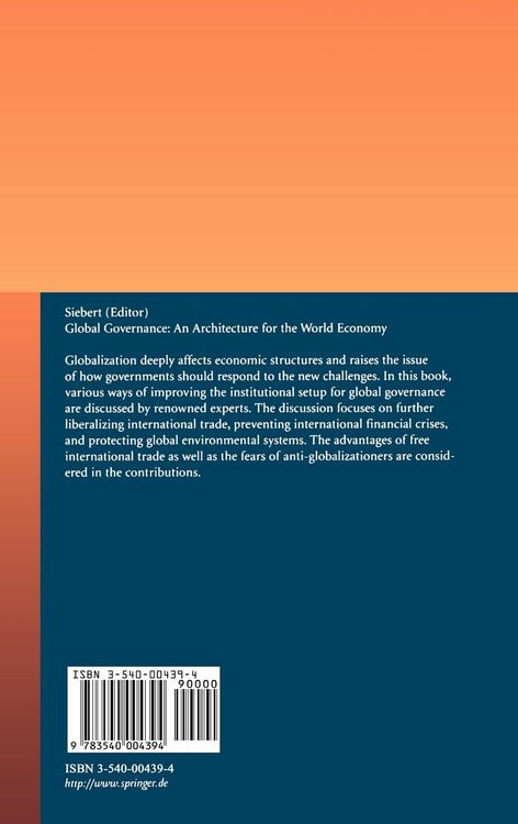 Produktbild: Global Governance: An Architecture for the World Economy