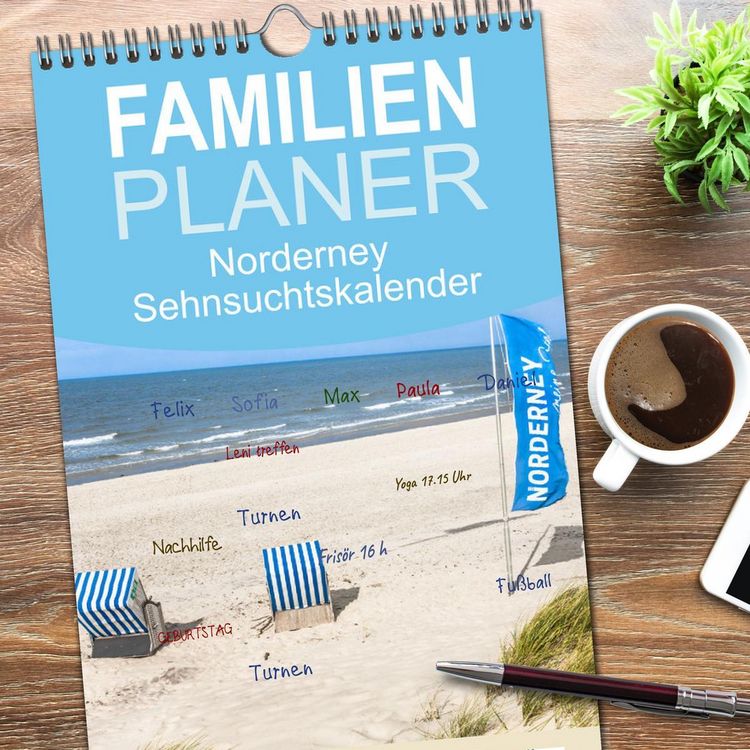 Produktbild: Familienplaner 2026 - Norderney Sehnsuchtskalender mit 5 Spalten (Wandkalender, 21 x 45 cm) CALVENDO