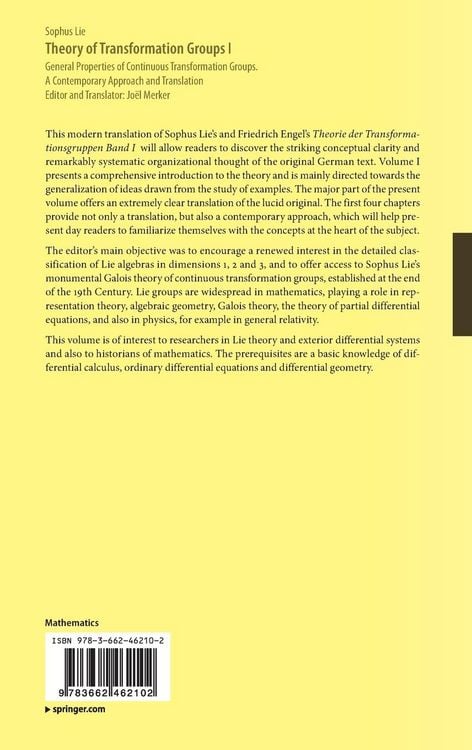 Produktbild: Theory of Transformation Groups I