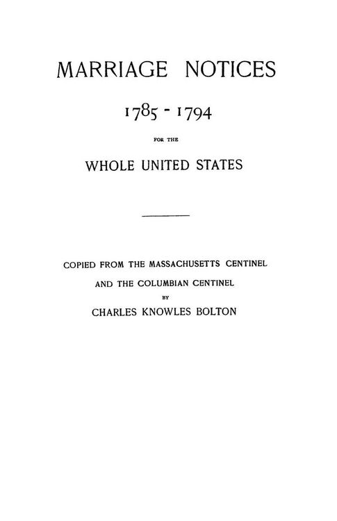 Produktbild: Marriage Notices, 1785-1794